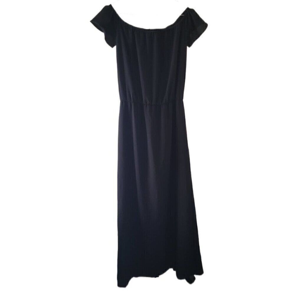 mm mm mm  Black Short Sleeve Split Skirt Romper